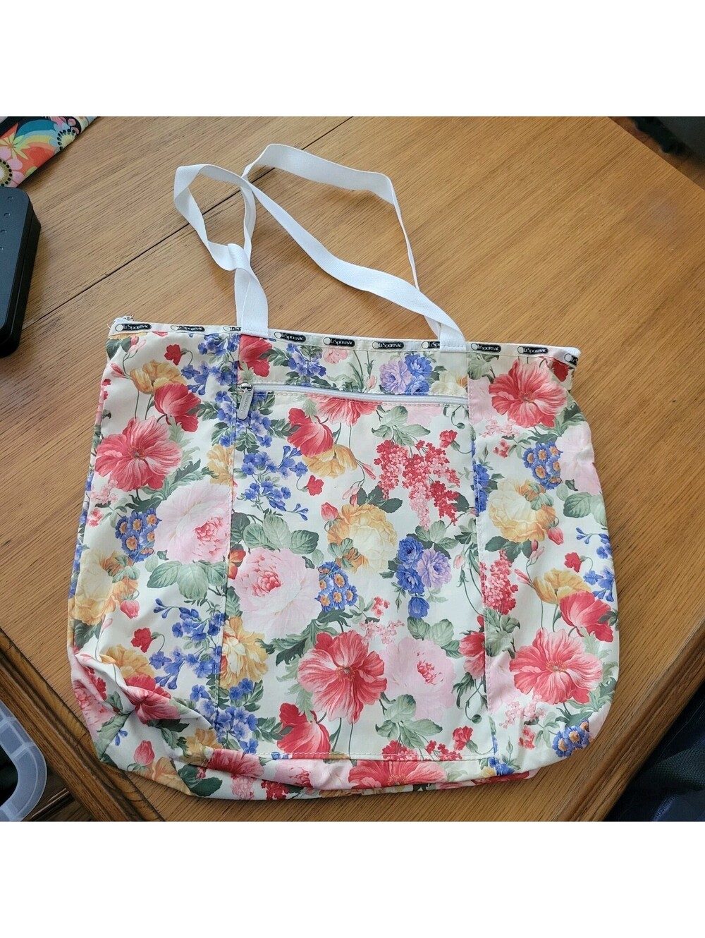 LeSportsac Vintage Tote Floral Matching Make-Up Bag Peonies Large Bag Shopping
